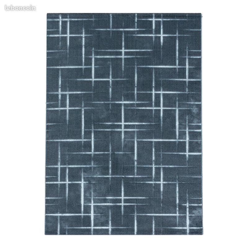 Tapis moderne rectangle rayé à courtes mèches Buse Gris 200x290 (image 1)