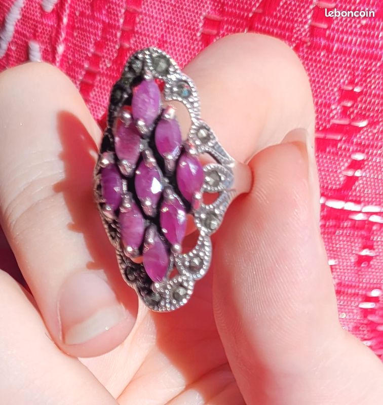 Bague Vintage Corindon Argent 875 – URSS Ancienne – Bijou De Mode