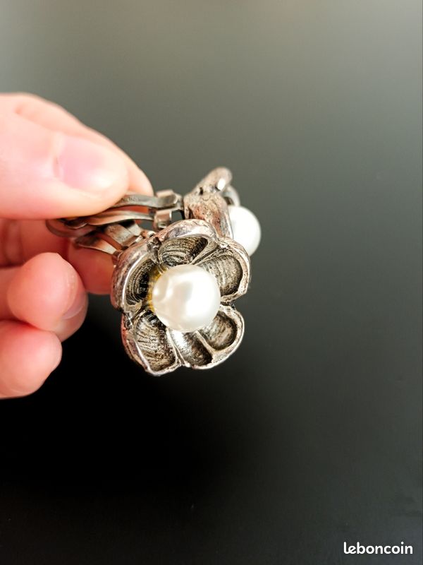 Boucles D'oreilles Vintage Clip Signées Philippe Ferrandis Paris - Haute Couture Rouge Occasion