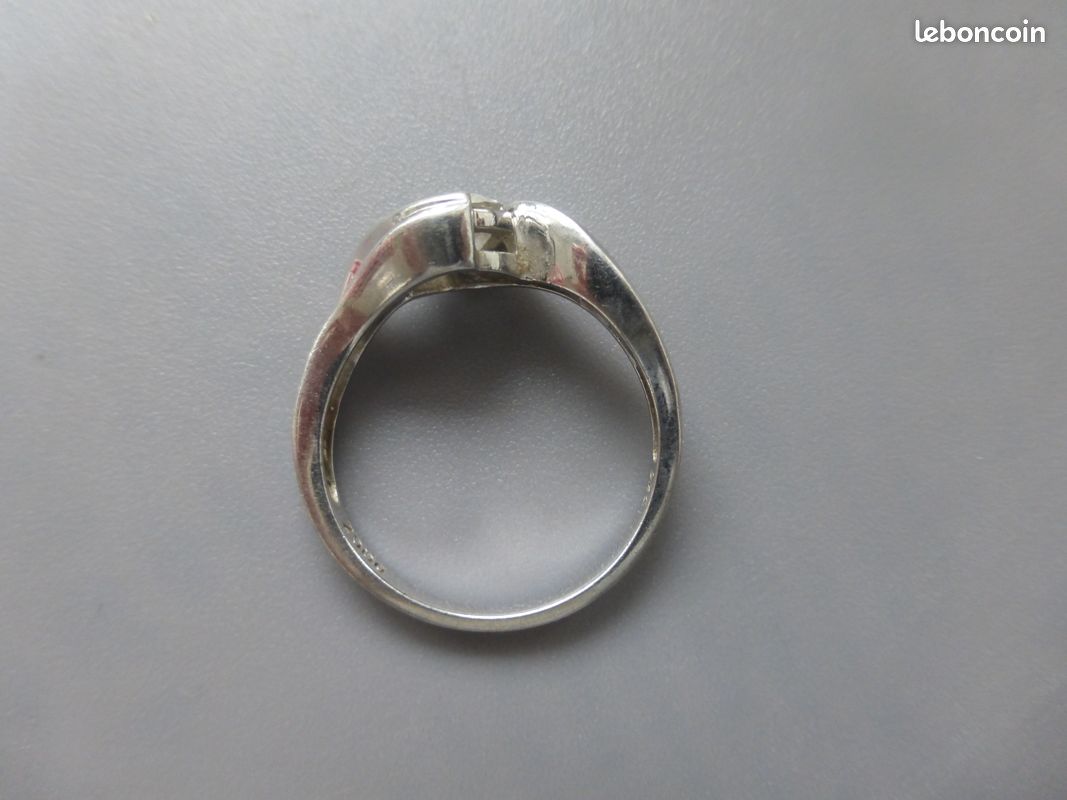 Bague argent 925 poinçons zirconiums marque DQCZ T.58 tbé (image 3)