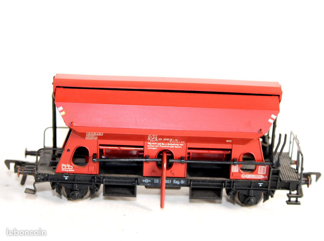 Fleischmann 1/87 ho 5510 wagon tremie, mineralier, houiller a toit basculant, db, dechargement manuel (image 2)