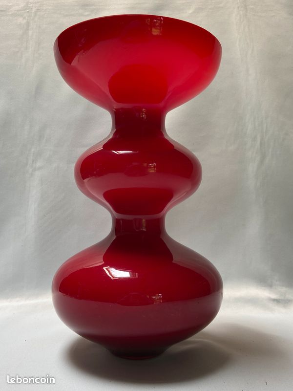 Grand vase design LEONARDO verre bicolore rouge et blanc 31 cm (image 1)