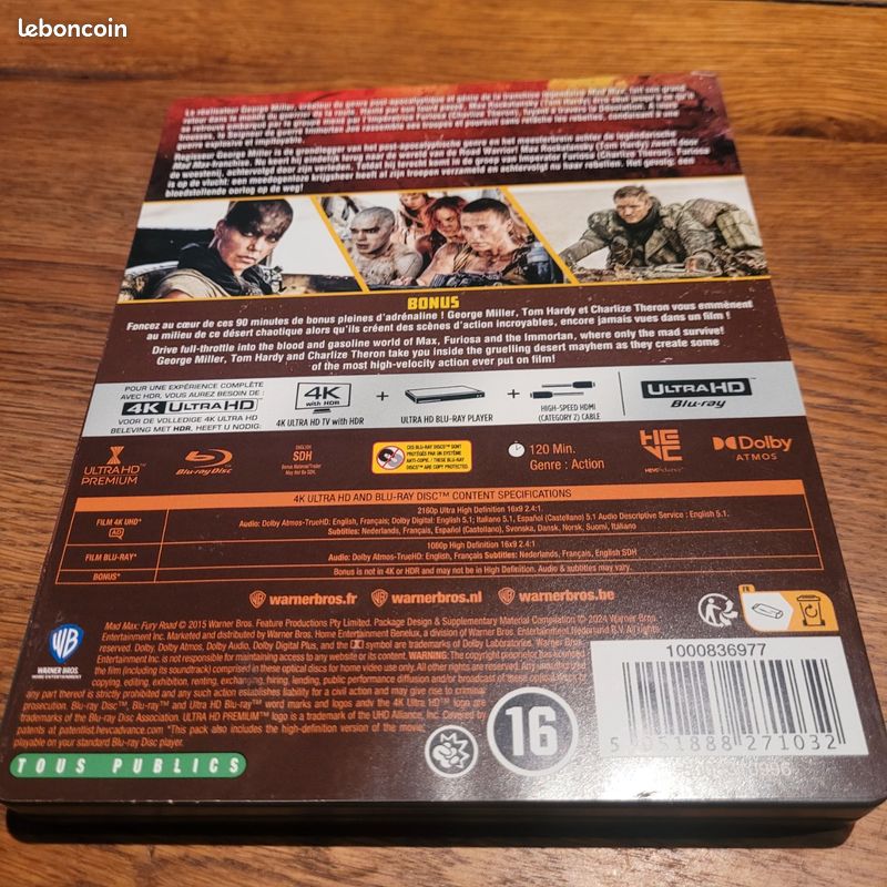 Mad Max Fury Road en steelbook 4k Blu-ray ultra HD édition limitée (image 2)