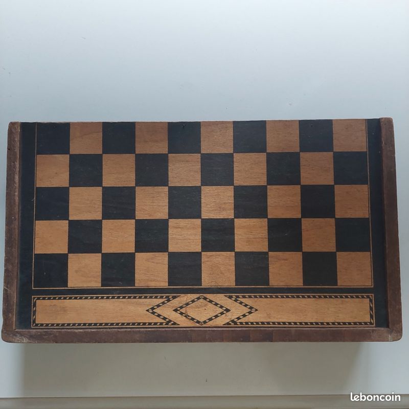 Ancien Jeu De Jacquet Backgammon En Bois - Avec Jeu De Dames - Vintage France
