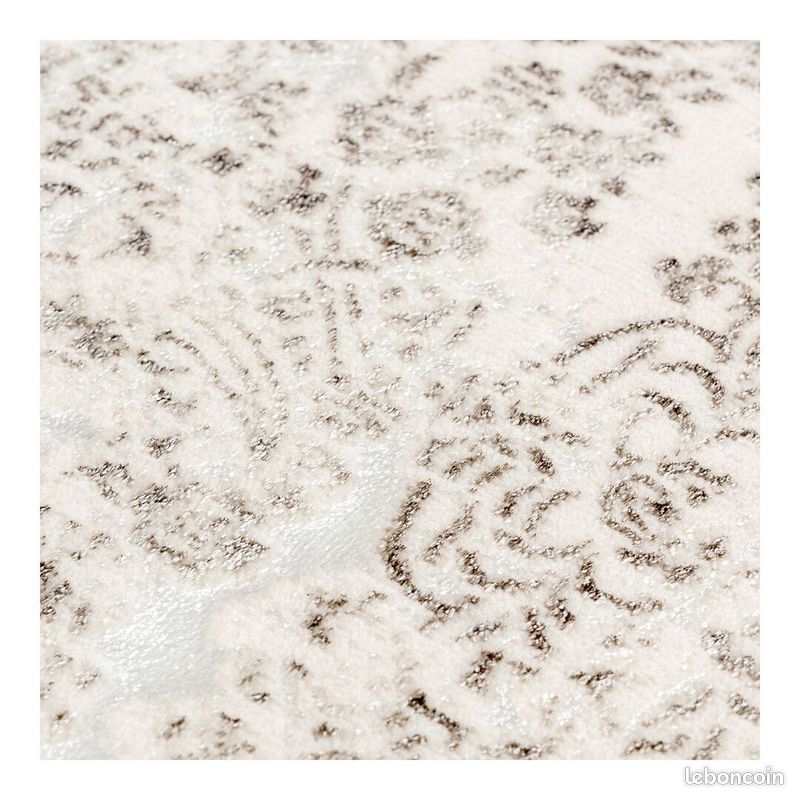 Tapis vintage doux rayé avec franges Keith Beige 80x300 (image 2)