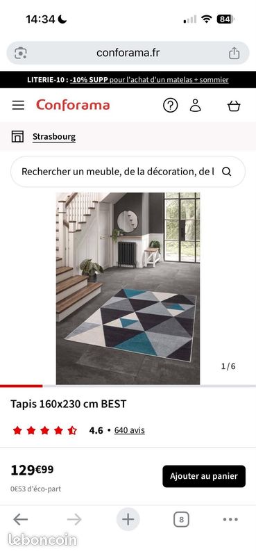 TAPIS NEUF 160x230 cm Conforama BEST Bleu - Encore emballé (image 3)