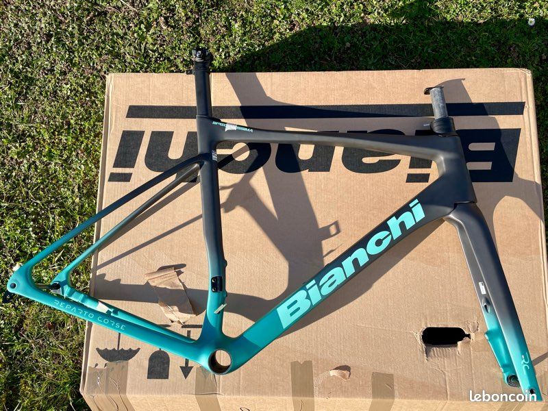 Cadre Vélo De Route Carbone Bianchi Specialissima CV - Taille 55 Cm - Freins Sur Jante - Occasion
