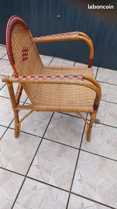 Fauteuil en rotin et bambou vintage (image 2)