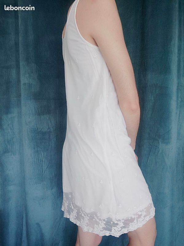 Robe nuisette mesh dentelle blanc ivoire vintage / Mango Suit - 38/M (image 5)