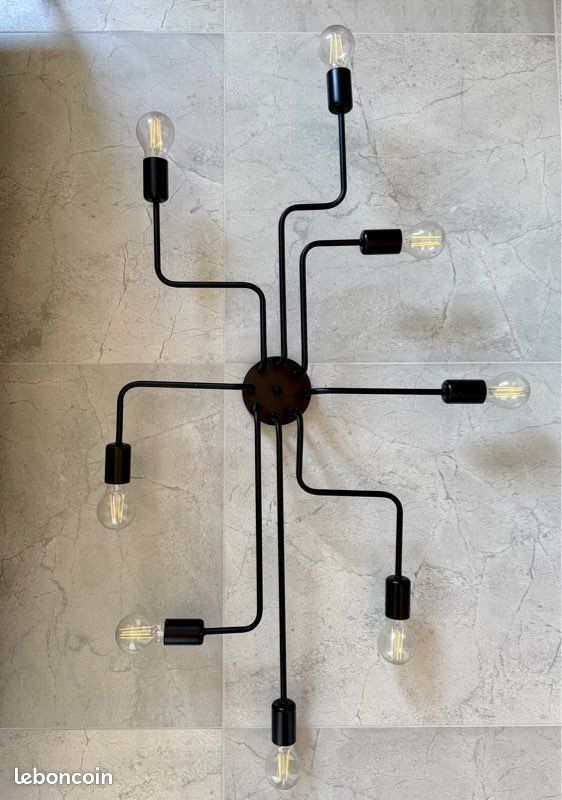 Plafonnier design noir avec ampoules led (image 1)