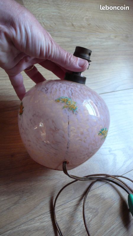 Lampe verre moucheté rose transparent vintage (image 2)