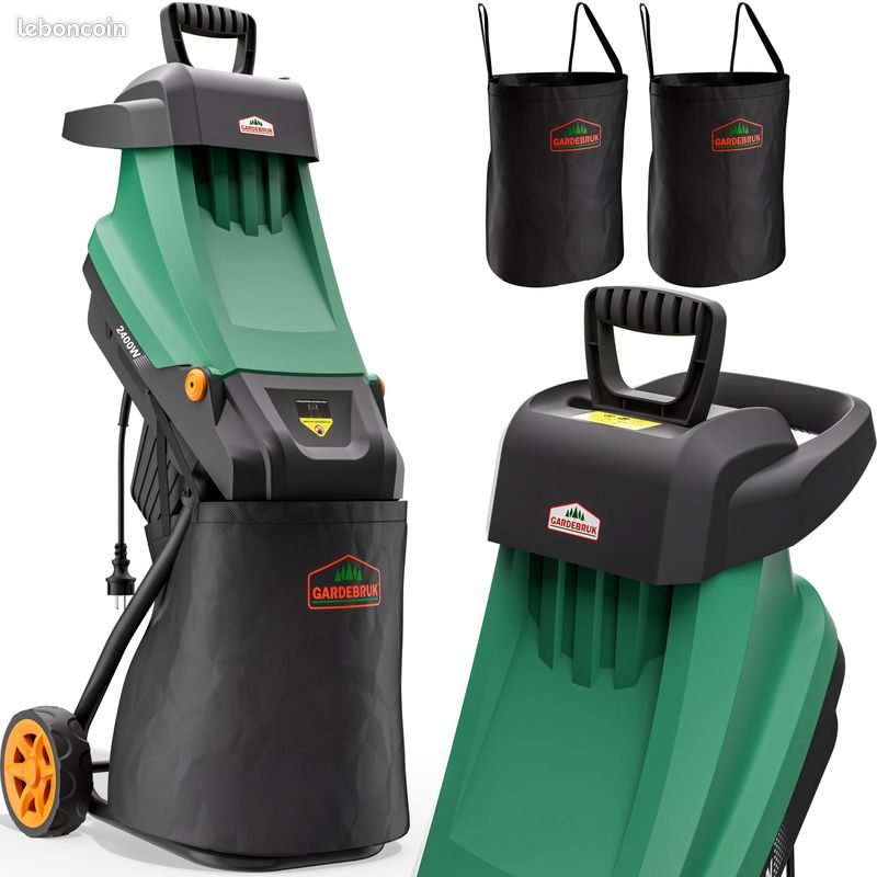 Broyeur Végétaux Électrique 2400W + Bac 50L - Paillis Maison (image 1)