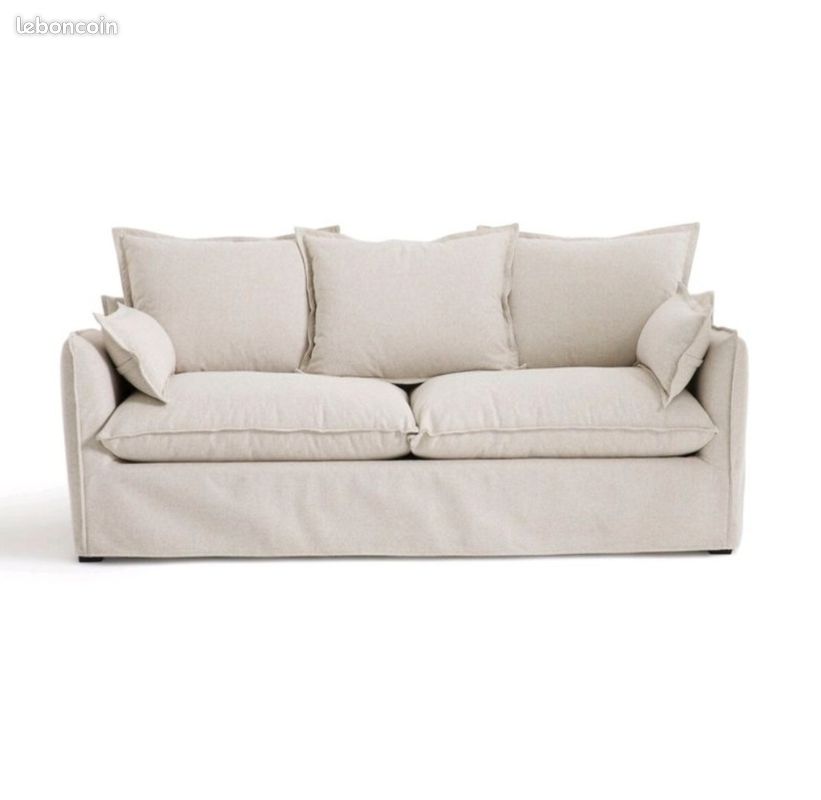 Très beau lot de 2 canapés + 1 pouf - Couleur Écru - État NEUF (image 3)