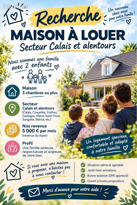 Maison 5 pièces 95 m² · à Calais · 95 m² · 1 050 €/mois