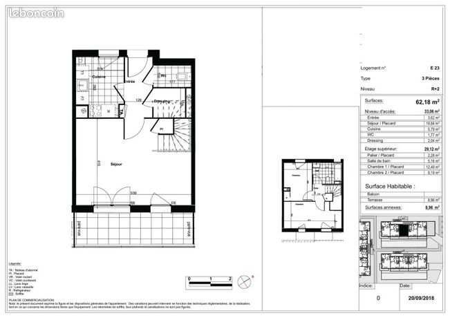 Appartement a louer persan - 3 pièce(s) - 62 m2 - Surfyn
