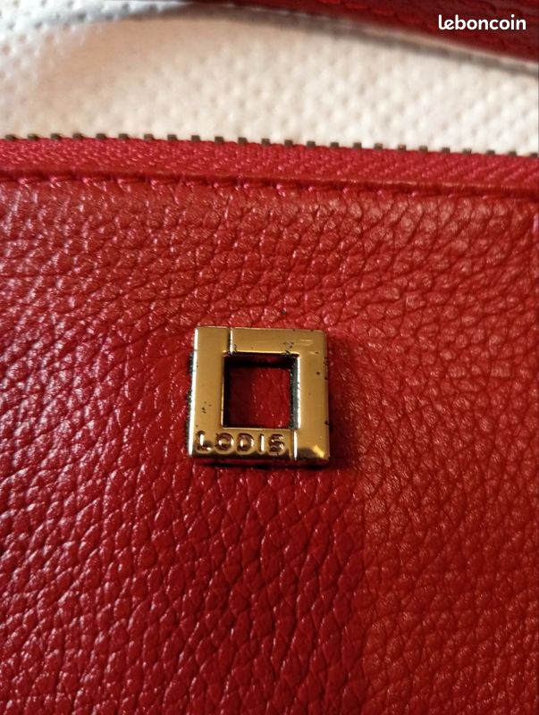 Superbe pochette cuir grainé rouge Lodis. Neuve (image 2)