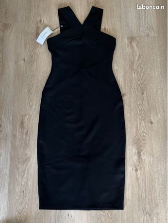 Robe noire blanc cassé créateur géométrique look sixties