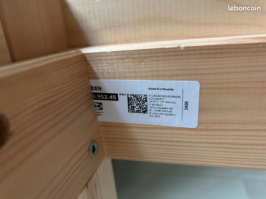 Lit simple IKEA NEIDEN 90×200 avec sommier LURÖY – très bon état – (image 8)