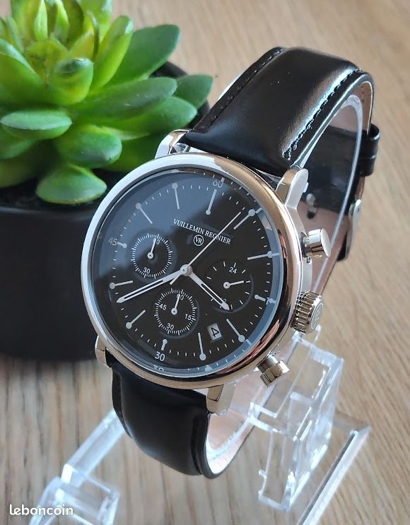 Montre Homme Sport Chrono Vuillemin Regnier - Occasion, Pile Neuve, Fonctionne, Bracelet Cuir