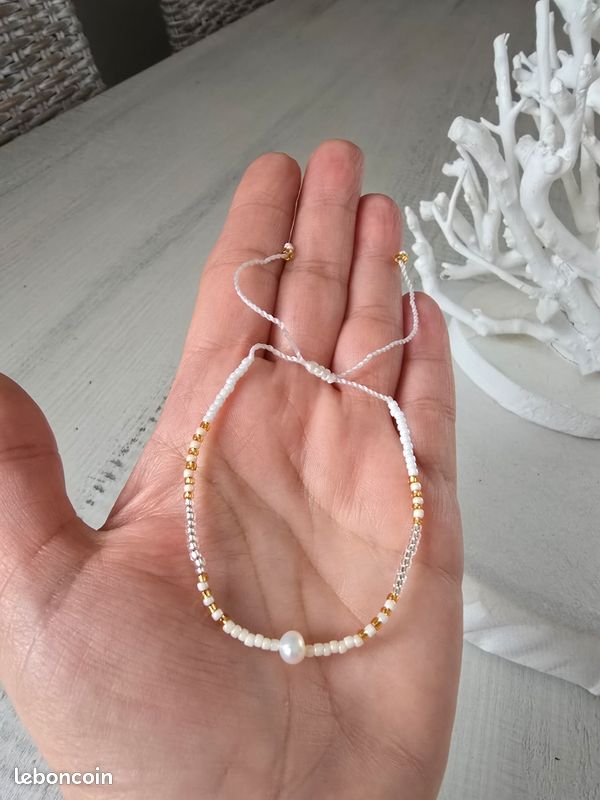 Bracelet En Or Fill 14ct Avec Perles De Culture D'eau Douce Blanches - Fait Main #1675 ROSEMIMOSA