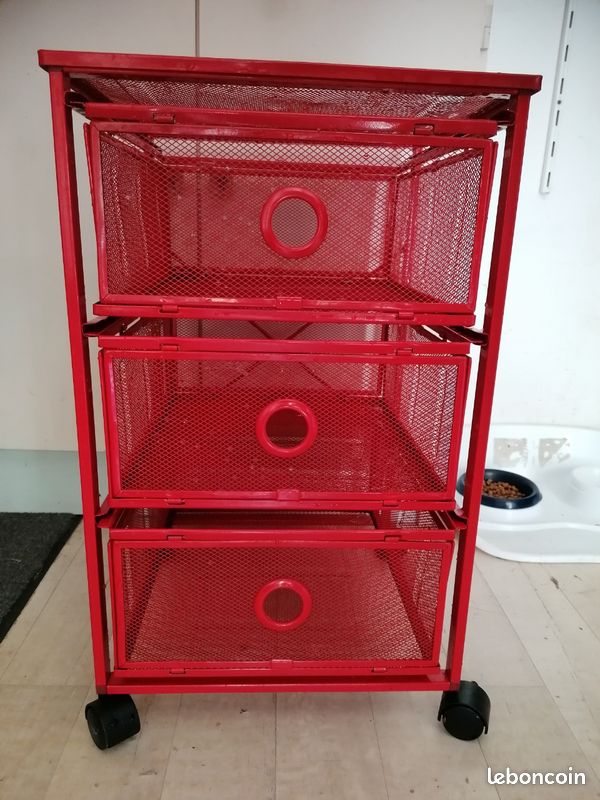 Casier bureau rouge à roulettes (image 1)