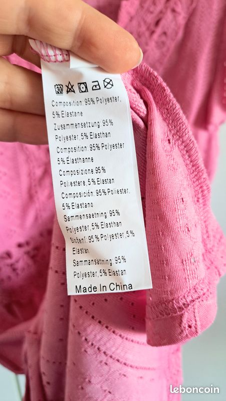 Robe Été Femme Rose Broderie Anglaise Plage Vacances (image 5)
