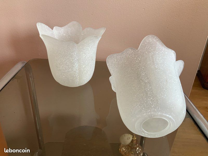 Abat- jour tulipe pâte de verre translucide