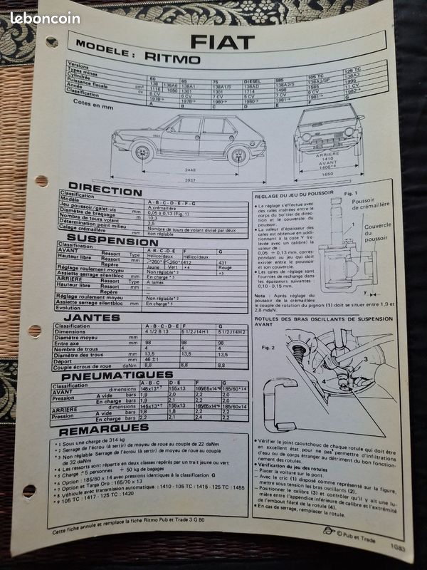 Fiat Ritmo( fiches techniques) (image 1)
