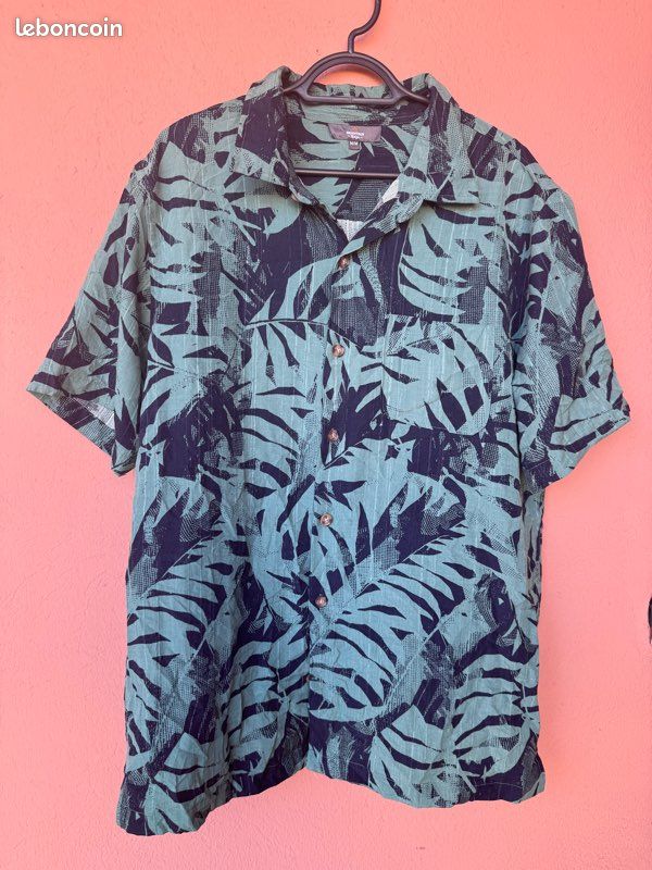 Chemise Hawaïenne Vintage Mossimo Supply Co., Bleu Marine, Motif Floral, Taille M
