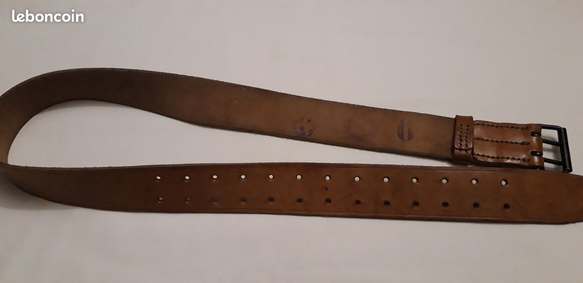 Ceinturon Militaire Français Modèle 1945 - Cuir - Marque Marbot & Compagnie - Neuf Avec étiquettes