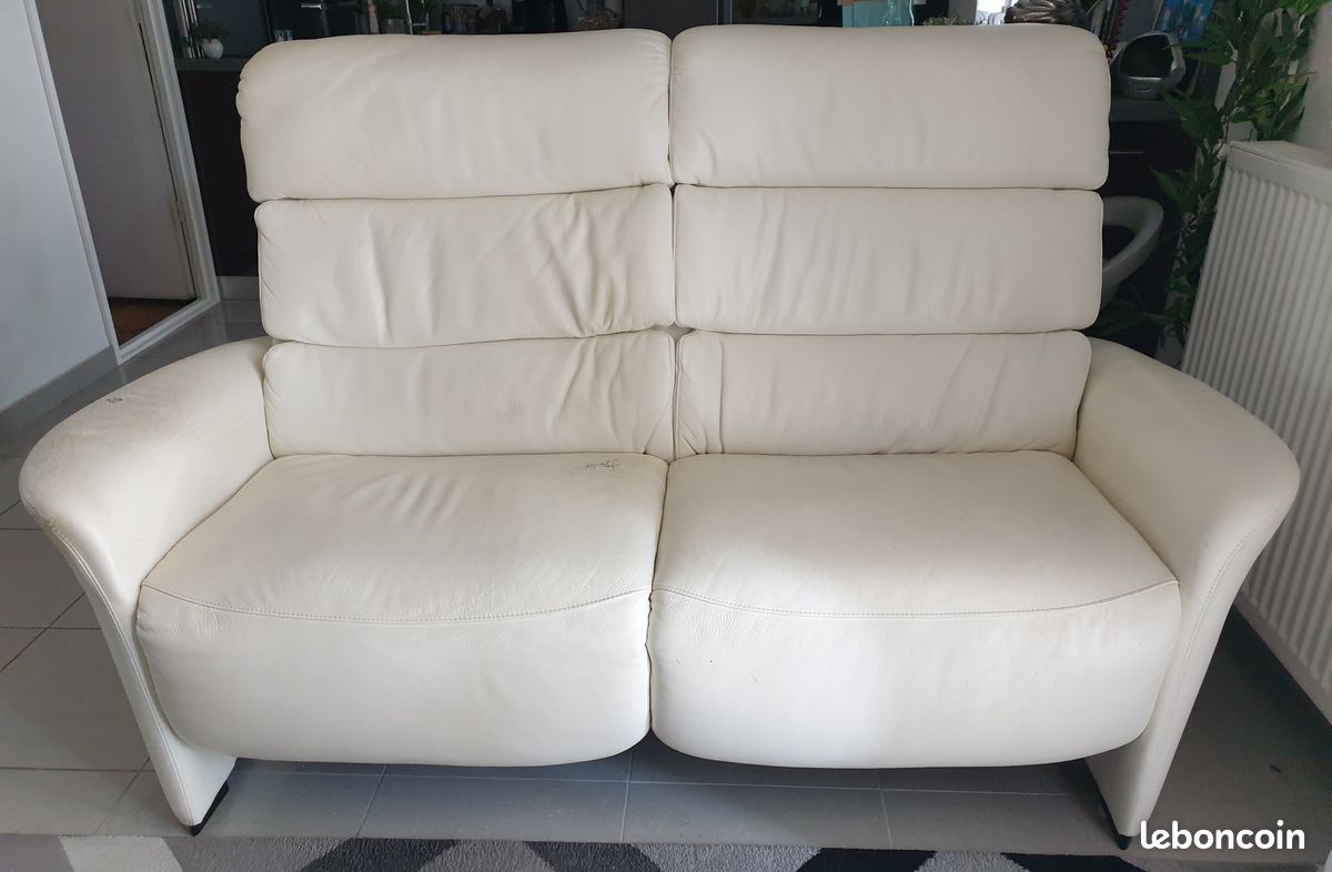 Canapé cuir blanc (image 1)