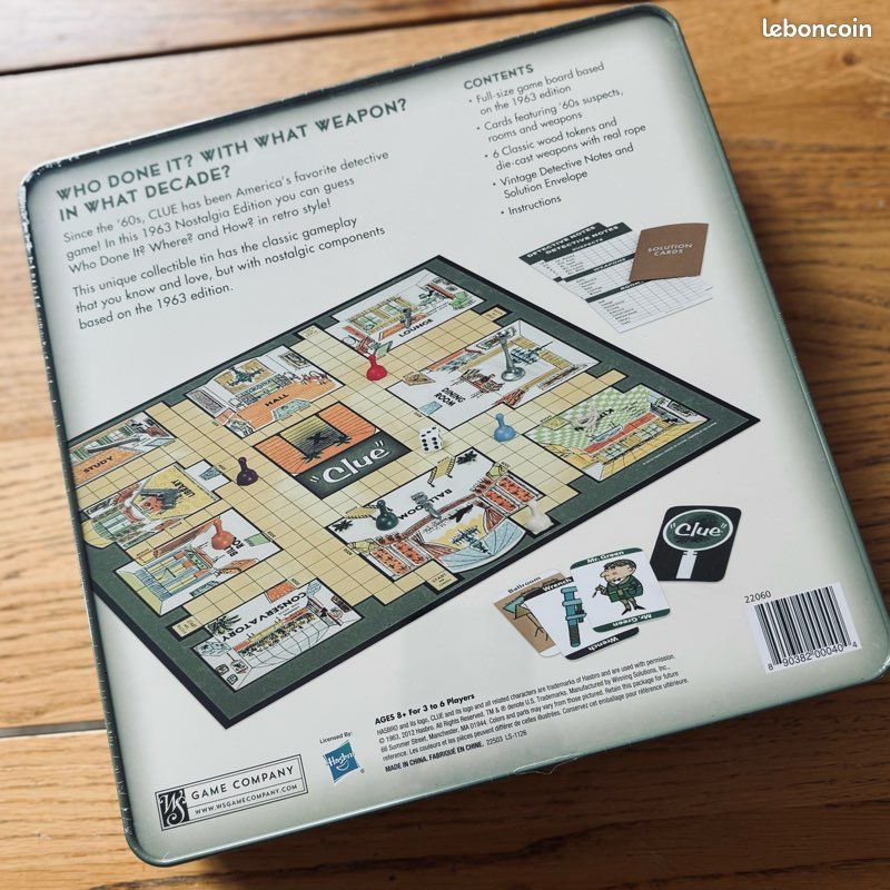 Jeu Clue édition Collector – Hasbro – Thème Crime – Pour Restauration – Rare