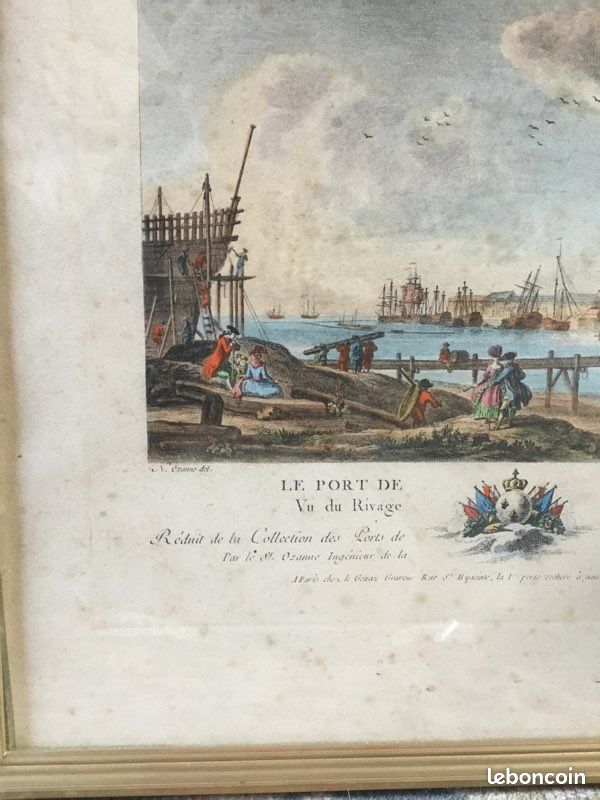 Gravure Ancienne Bateau Marine Par OZANNE - Paysage Authentique Du XVIIIème