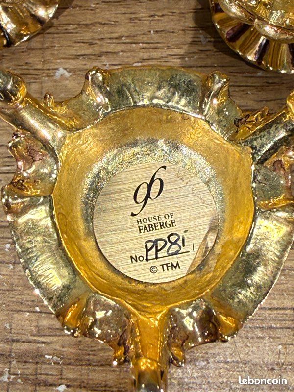 Lot 3 socles présentoirs œuf House of Fabergé Franklin Mint dorés vintage (image 3)