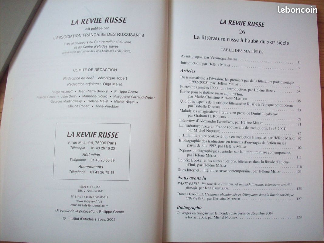 LA REVUE RUSSE numéros 22 26 28 34 de 2003 2005 2006 2010 Institut d'études slaves - 300 ans Saint Pétersbourg, Littérature russe à l'aube du XXIe siècle, Le XXe Congrès et la culture, Vues de GOGOL (image 12)