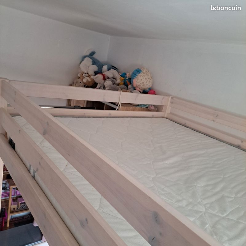Lit mezzanine double,bureau, sommelier matelas (image 6)