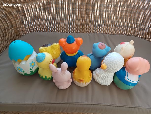 rare anciens jouets celluloïd culbutos poussah fond bureau d'étude