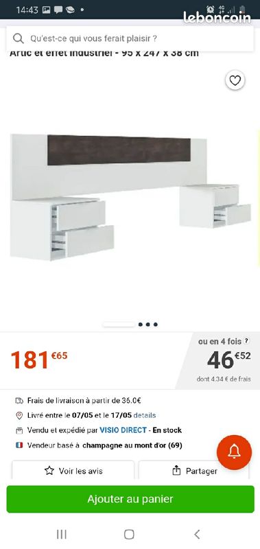 Table de chevet et sa tête de lit (image 3)