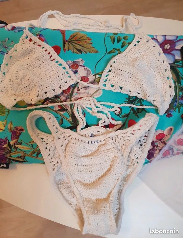 đč Maillot de Bain Bikini Crochet Dentelle - Boho Ibiza (S/M) (image 2)