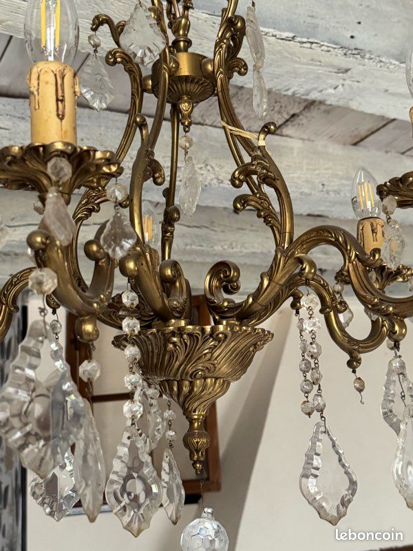 Lustre bronze à pampilles - Décoration