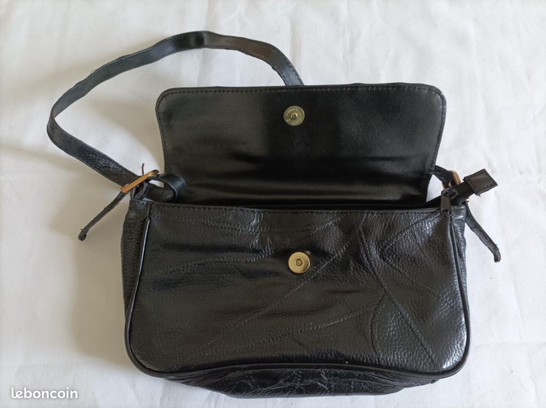Sac à main COURRÈGES Paris Vintage cuir noir - Accessoires & Bagagerie