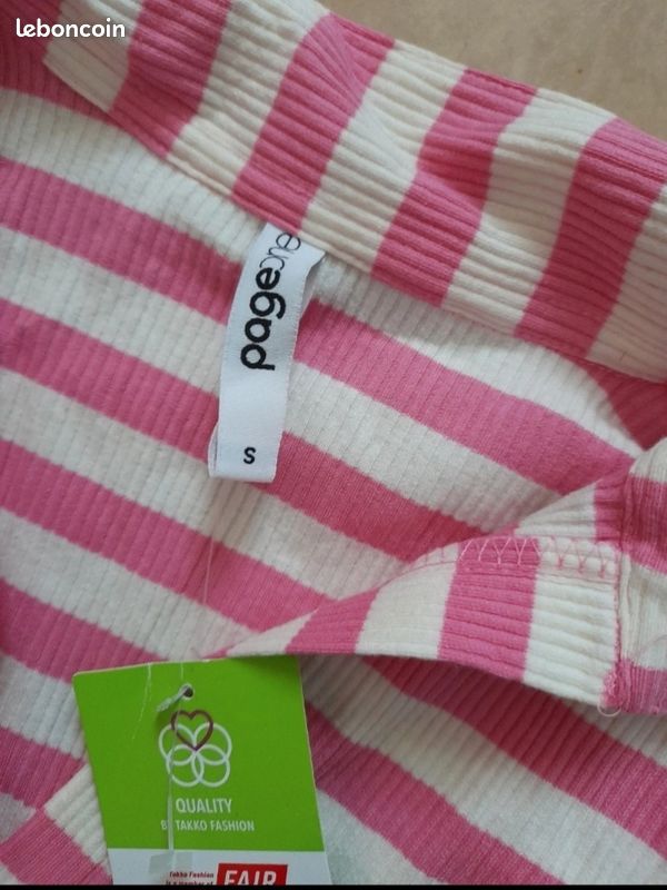 Tee shirt rayé rose (image 4)