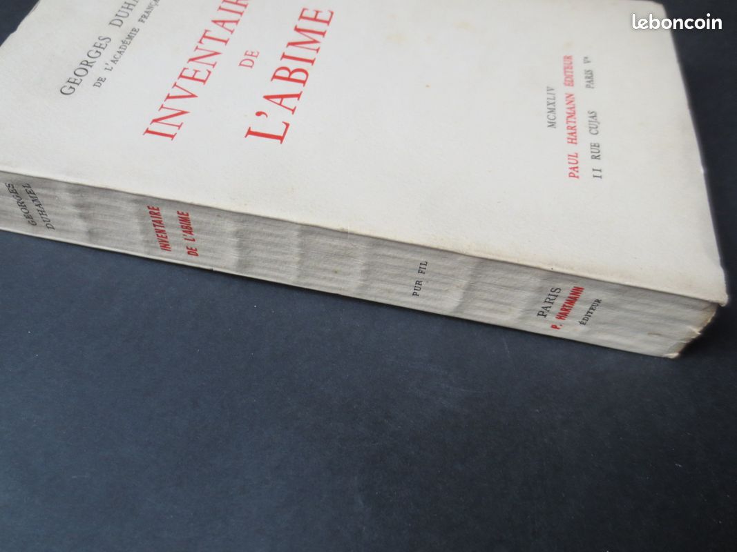 Georges Duhamel - Livre " Inventaire de l'Abîme " exemplaire originale numéroté sur vélin pur fil - Editeur Paul Hartmann - 1944 - TBE - (image 4)