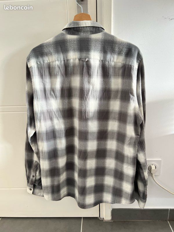 Chemise Homme Devred Violette à Carreaux - Coton - Taille XL - Coupe Ajustée - Occasion TB