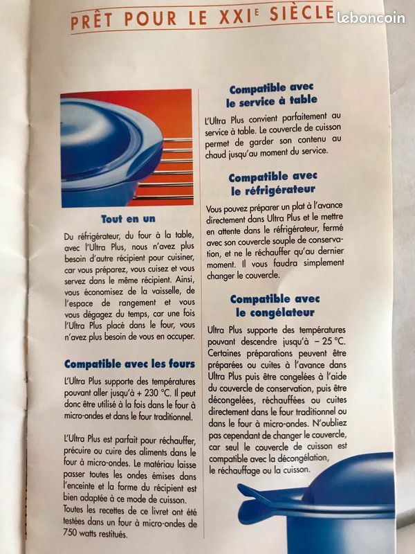 Neuf dans emballage - Cocotte Ultra Plus ronde, 2 litres, pour cuisson four traditionnel ET micro ondes ET congélation, + notice + livret de recette + couvercle de conservation, Tupperware (image 16)