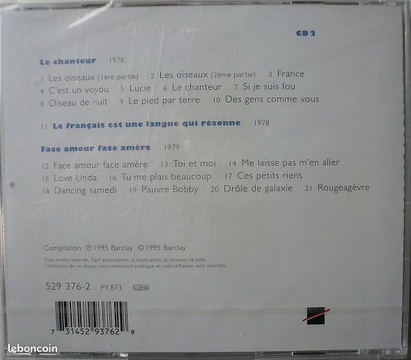 CD NEUF Daniel BALAVOINE Le Chanteur / Face Amour face amère (568) (image 2)