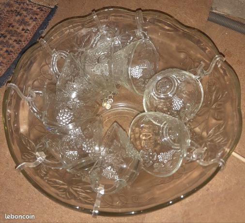 Service Sangria Salade De Fruits Etc Ouraline Neuf Saladier 6 Coupes