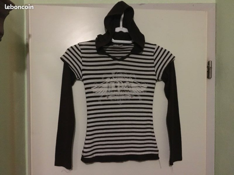 Tee shirt fille T. 12 ans ELDYS à capuche (image 2)