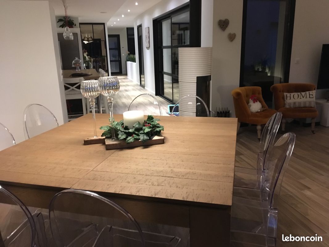 Table bois carrée 140cm + console vaisselier 100cm (image 2)