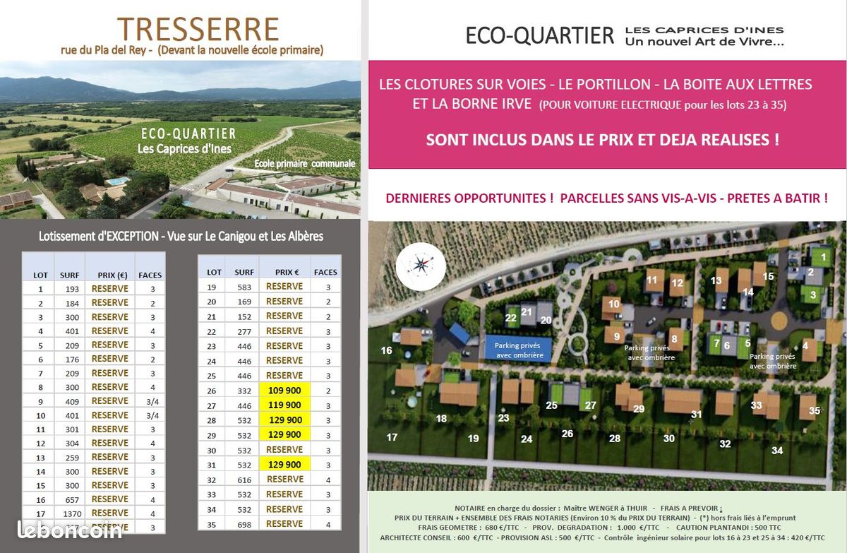 Parcelles avec vue sur LES ALBERES SANS VIS A VIS · à Tresserre · 129 900 €